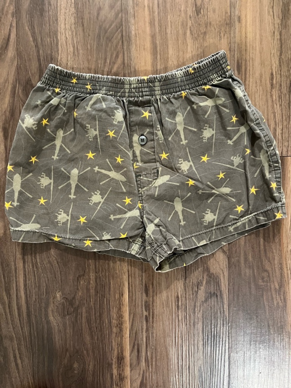 Kids Olive Green Helicopter Print Boxer Shorts